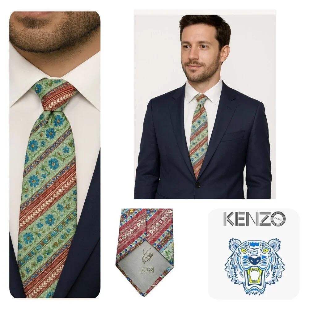 Kenzo Men Accessories Floral Tie Made In Italy Limited Edition VHTF Rare